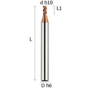 Picture of Three flutes 45° end mill reinforced shank coated