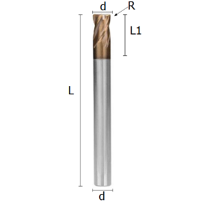 Picture of Toric four flute end mill coated solid carbide