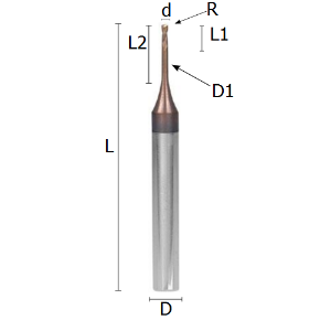 Picture of Miniature toric undercut end mill reinforced solid carbide coated