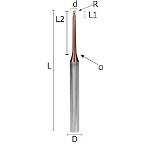 Picture of Toric end mill reinforced solid carbide coated conical outlet