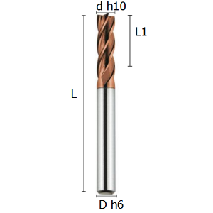 Picture of Four flutes long end mill coated