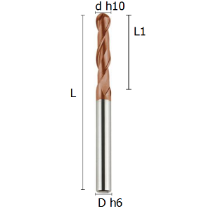 Picture of Ball-nosed two flutes long end mill coated