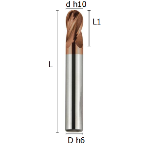 Picture of Ball-nosed four flutes regular end mill coated