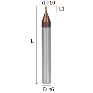 Picture of Ball-nosed two flutes end mill reinforced shank coated