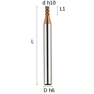 Picture of Four flutes 45° end mill reinforced shank coated