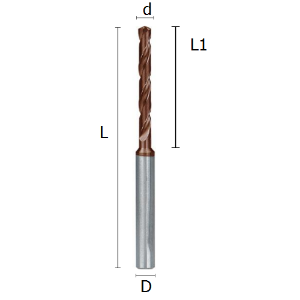 Picture of Solid carbide drill DIN 6537 5xd reinforcement shank with coolant holes