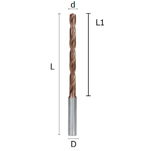 Picture of Solid carbide drill DIN 6537 8xd reinforcement shank with coolant holes