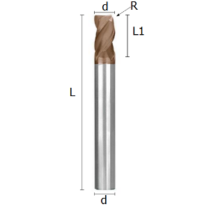 Picture of Toric three flute end mill coated solid carbide