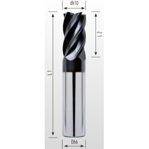 Picture of Five flute end mill with irregular division lapped and coated