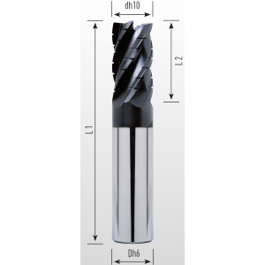 Picture of Four flute end mill with irregular division lapped interrupted cut and coated