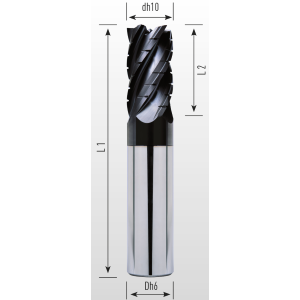 Picture of Five flute end mill with irregular division lapped interrupted cut and coated