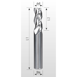 Picture of Three flutes end mill with irregular division lapped