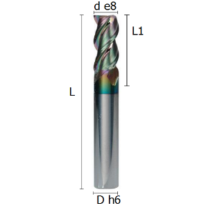 Picture of Three flutes end mill with irregular division lapped and coated