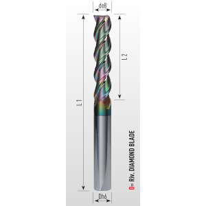 Picture of Three flutes long end mill Three flutes long end mill with irregular division lapped and coated