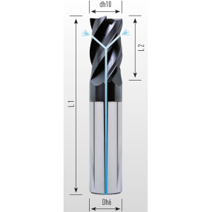 Picture for category FOUR FLUTE END MILLS WITH IRREGULAR DIVISION LAPPED, COATED AND WITH COOLANT HOLES